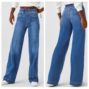 SPANX Blue Wide Leg Flare Jeans